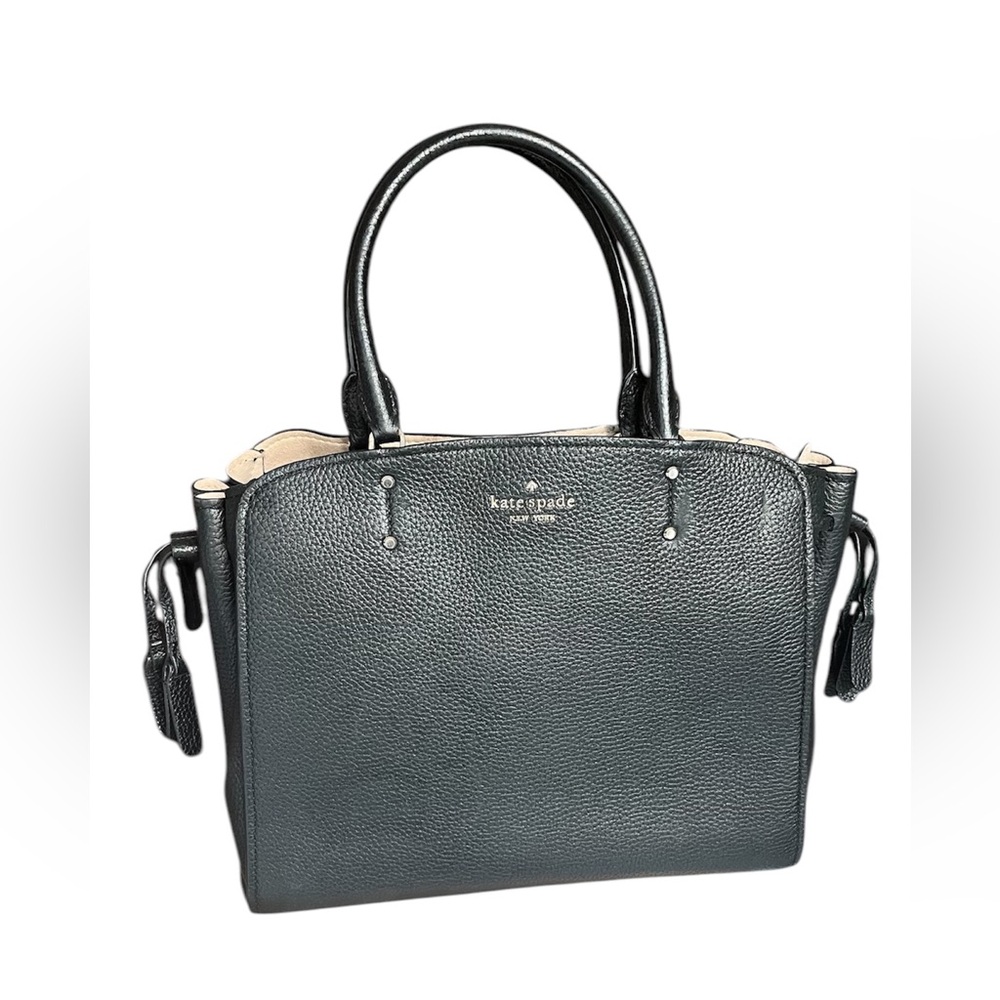 Kate Spade Tegan Medium Satchel Black Pebble Leather Womens Bag